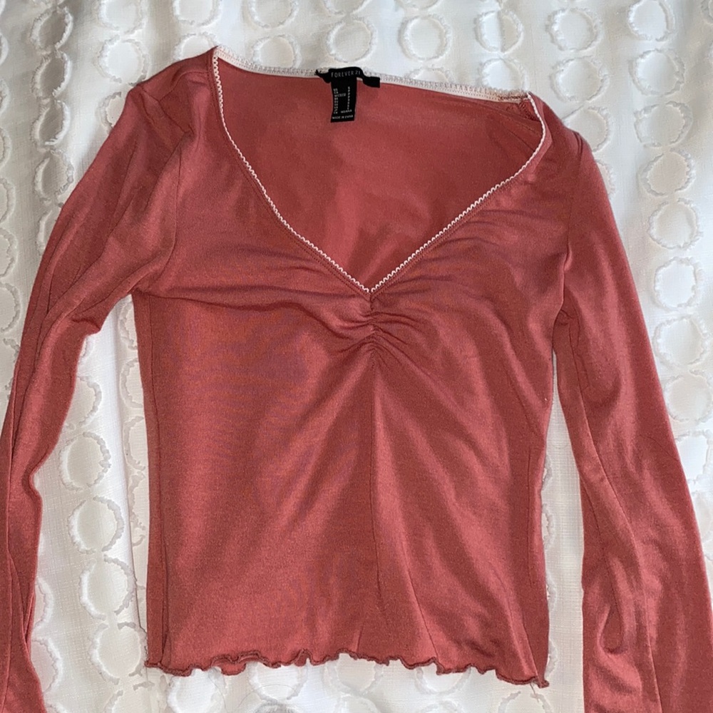 V neck coral crop top